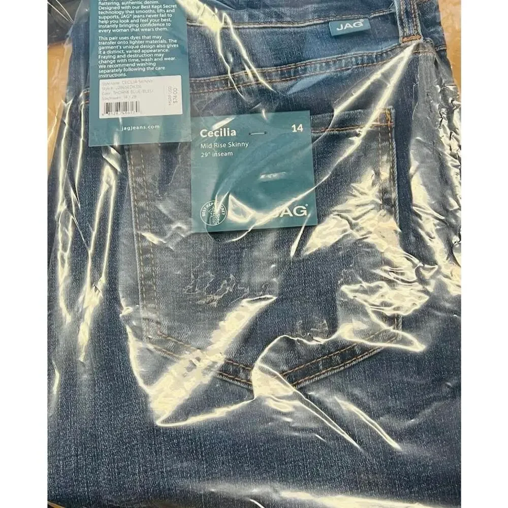 NWT! Jag Jeans Women's‎ Cecilia Mid Rise Skinny Jeans BLUE 14